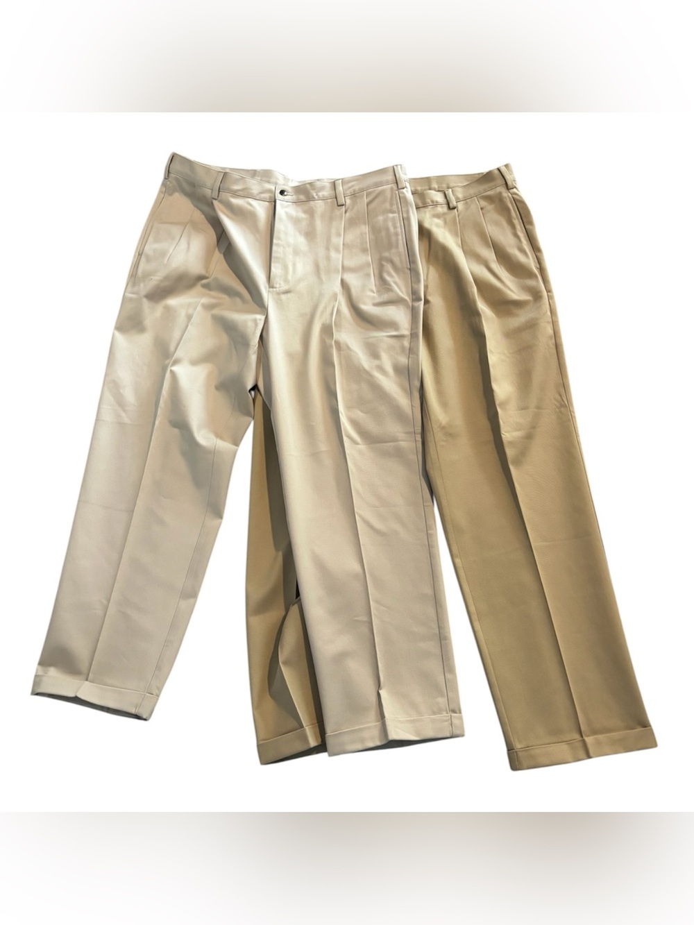 Men's Classic Pleated Dress Pants - Beige & Khaki 40 by 30